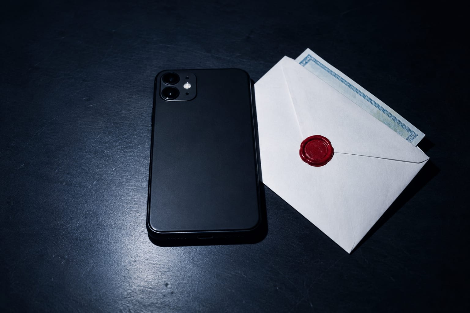 A hand holding an iPhone with a glowing Siri waveform on the screen, beside a stack of cash and a calendar page marked December 21.